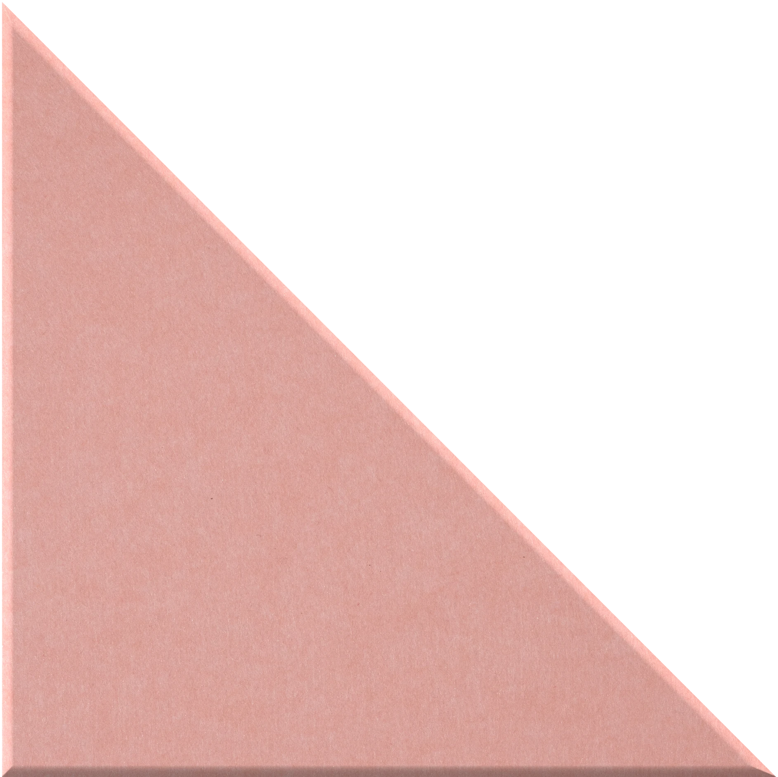 Right-angled triangle tile in muted pink with textured surface.