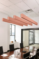 PET felt suspended acoustic beam in Coral by Felt Right absorbs unwanted noise and looks great in any setting. Available in four or eight foot lengths. Clips into ACT grid or drills into drywall ceiling.