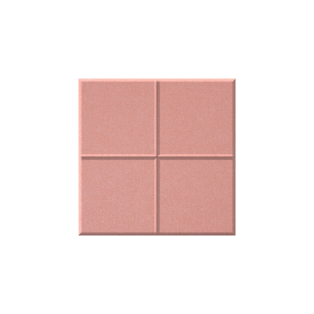 Soft pink felt tile with two lines crossing in the middle to create four squares