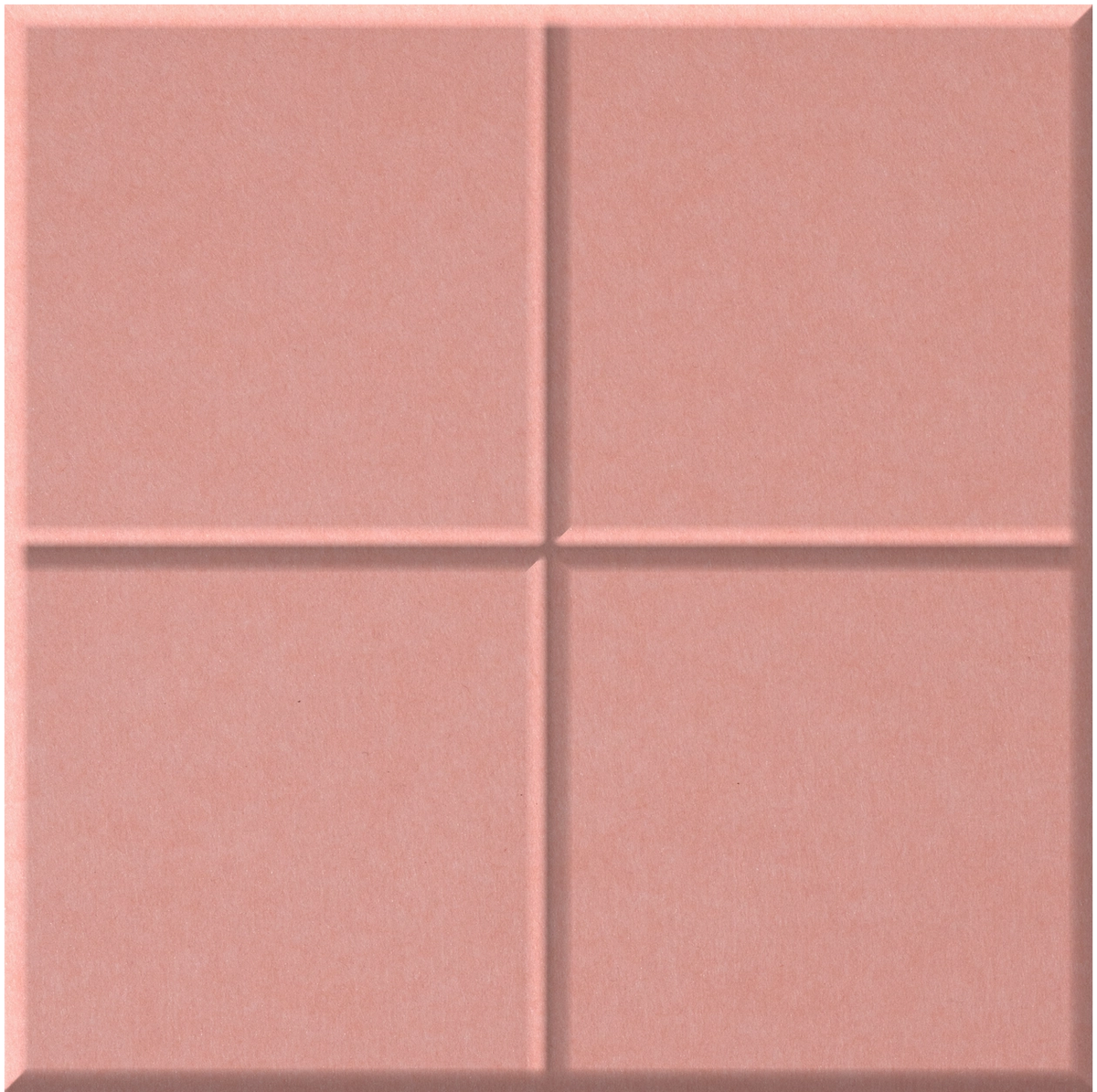 Pink square felt tile with two lines intersecting in the middle creating four squares
