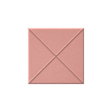 Square felt tile in a shade of pink with two lines crossing to create and X
