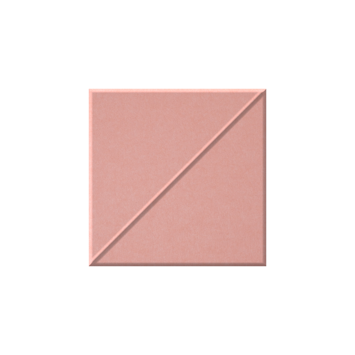 A square makeup compact or powder pan in a dusty rose pink shade, featuring a diagonal line design on the top-left corner, shown against a plain white background.