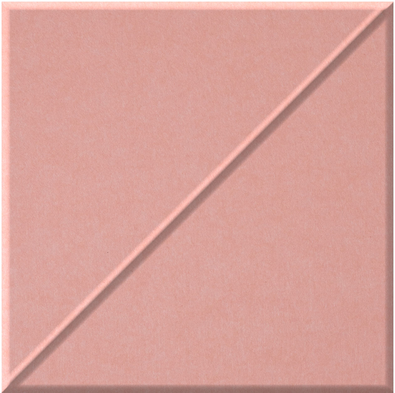 Mauve-pink square tile with diagonal slash groove running from upper right to lower left.
