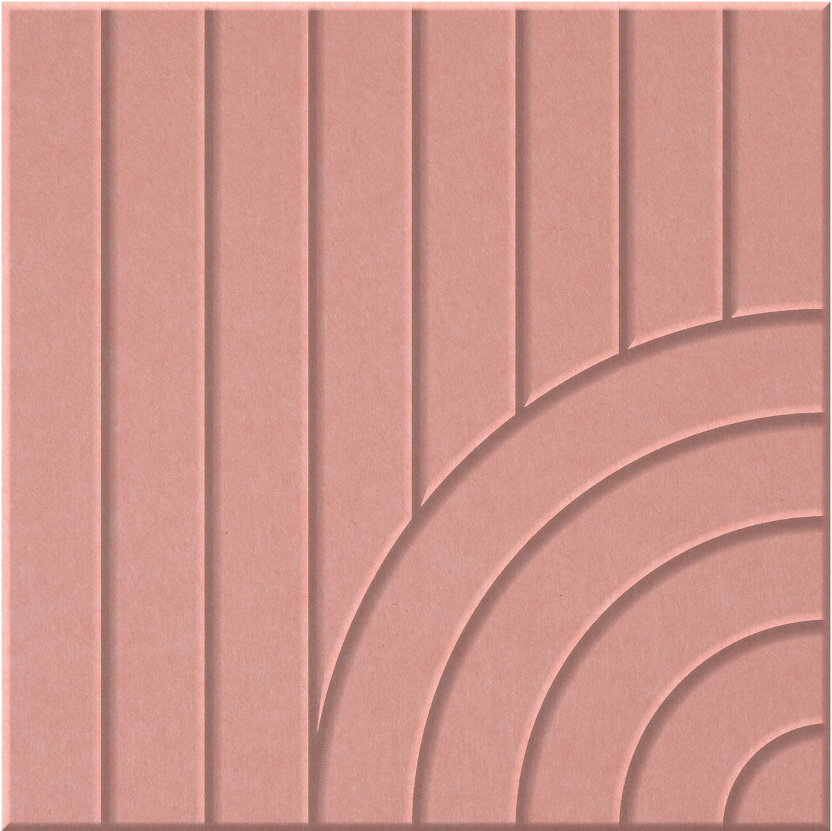 Coral 9mm Engraved Tangent felt sample with concentric quarter circle grooves