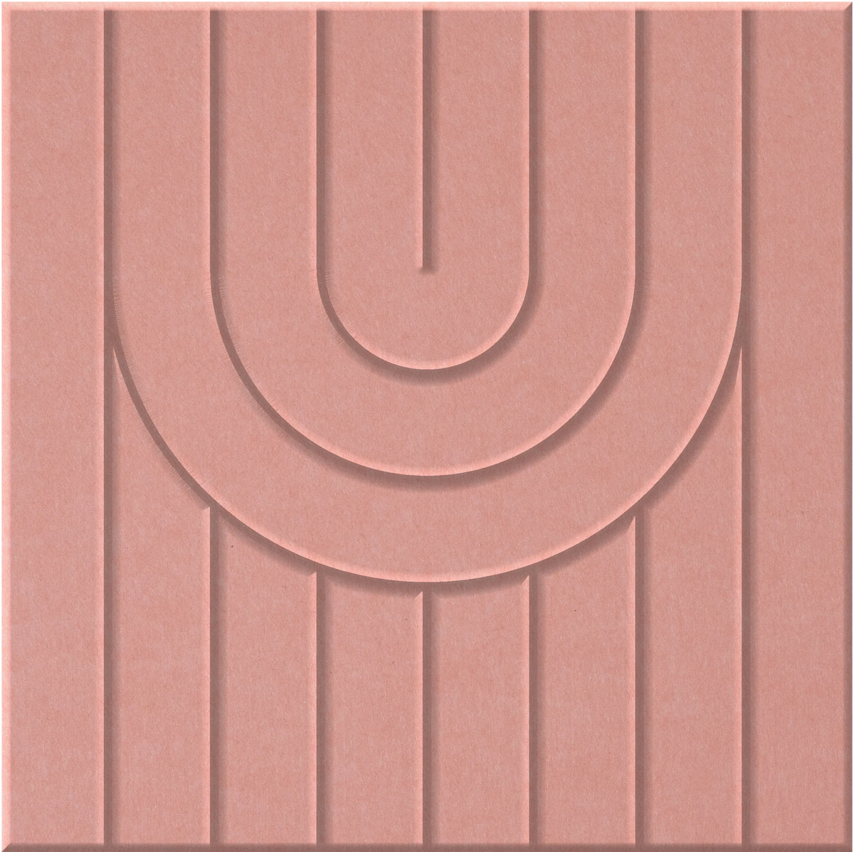 Coral 9mm Engraved Zen felt sample with nested arch grooves