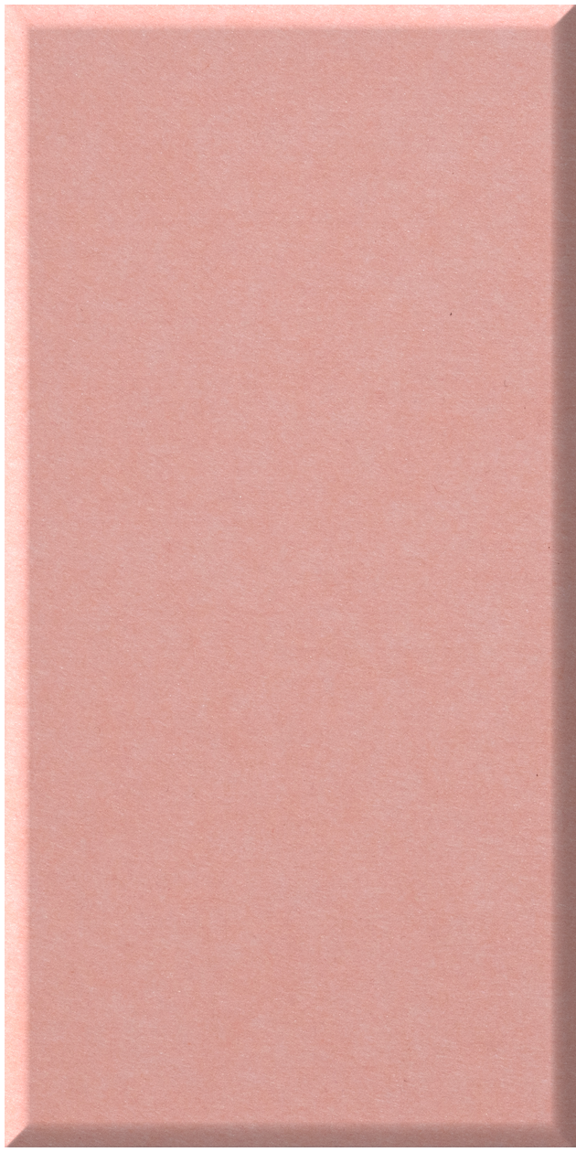 Rectangular rose pink tile with beveled edges on left and right sides.