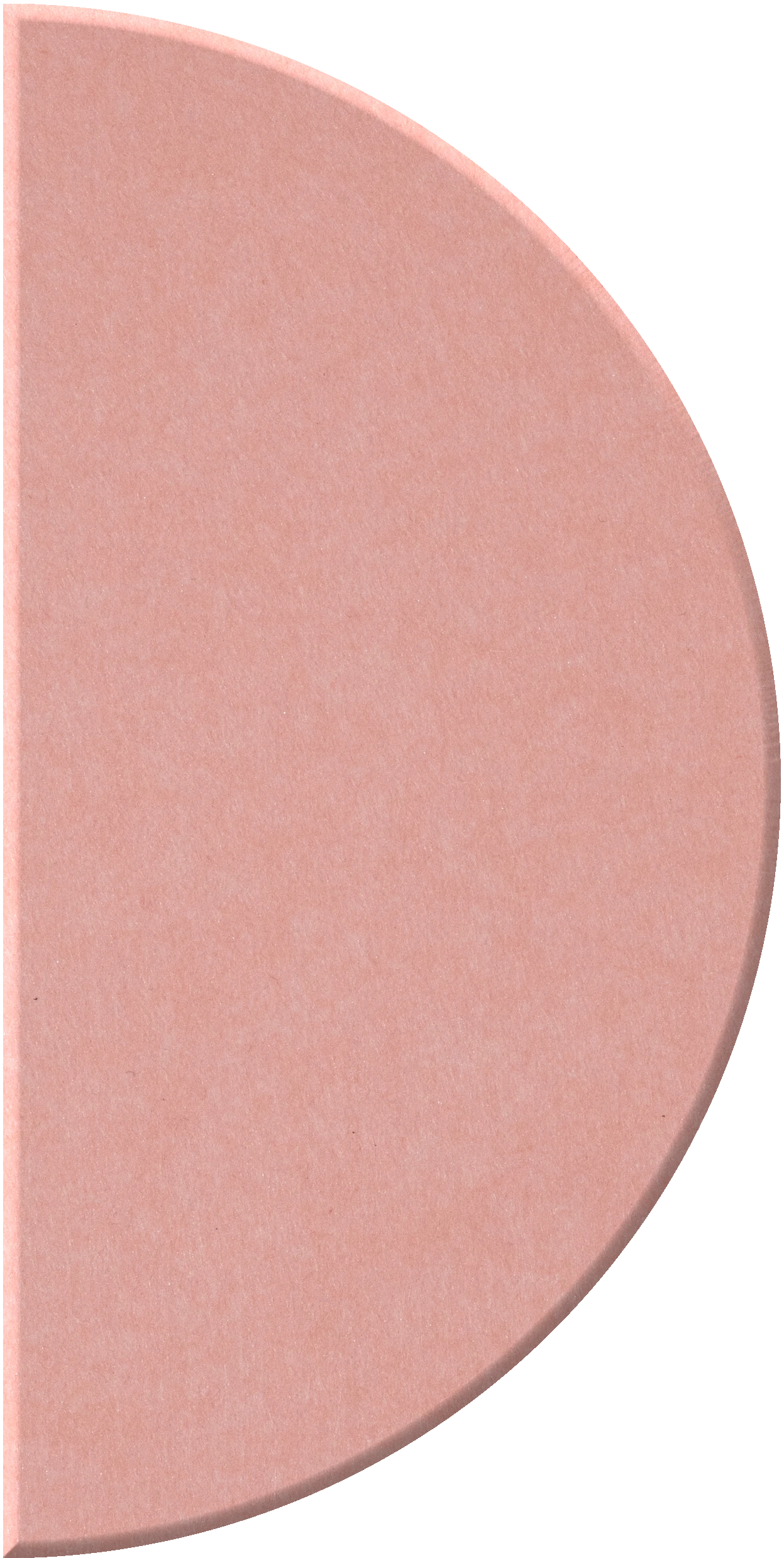 Large half-circle tile in dusty rose pink with a smooth, matte finish.