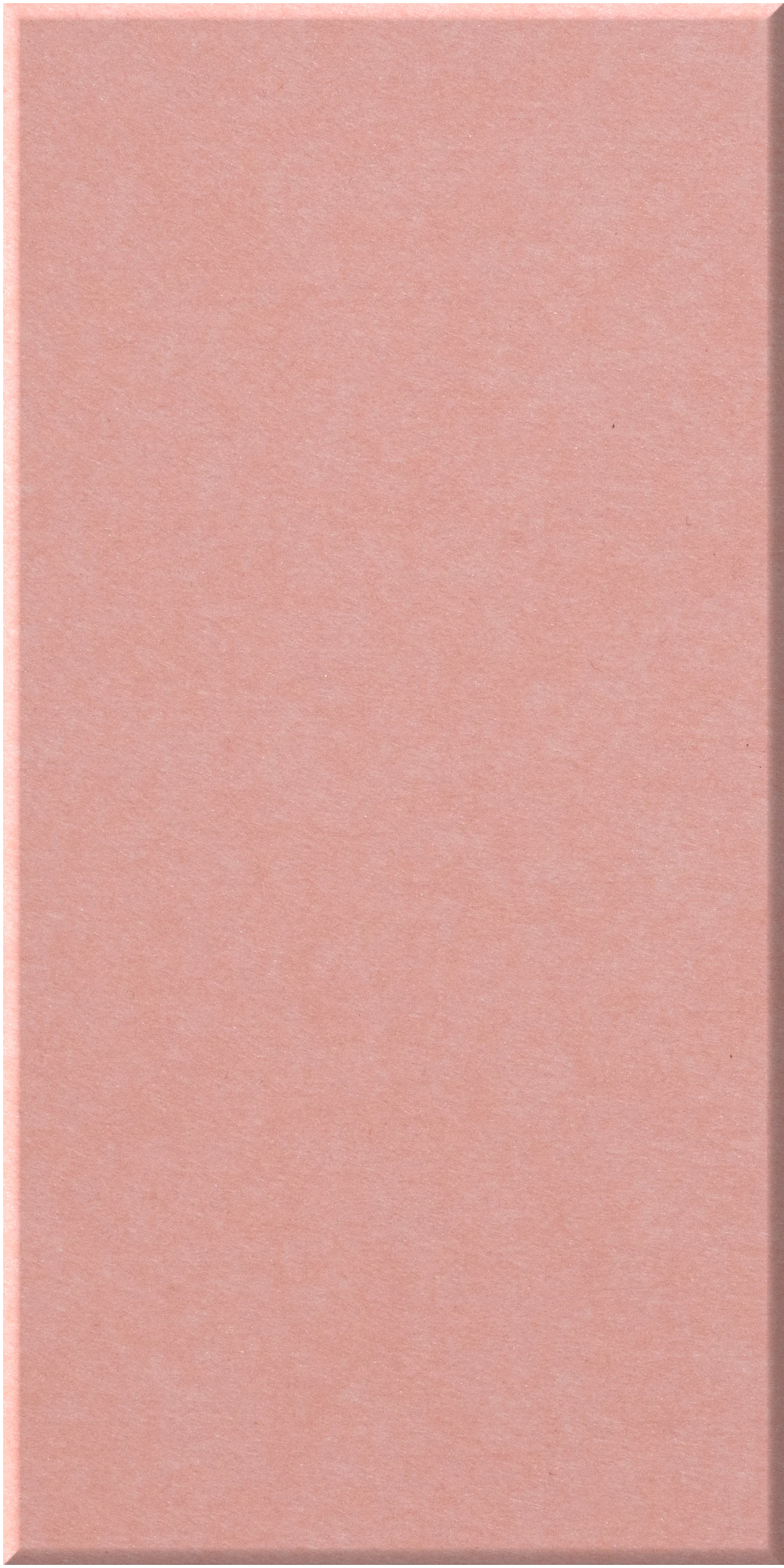 Rectangular ceramic tile in matte rose pink with beveled edges.