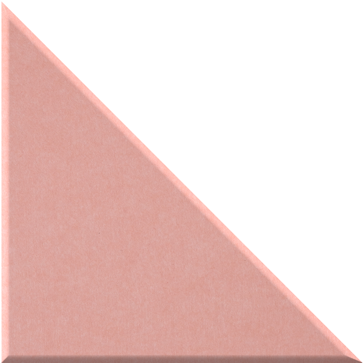Pink right-angled triangle tile with matte finish.