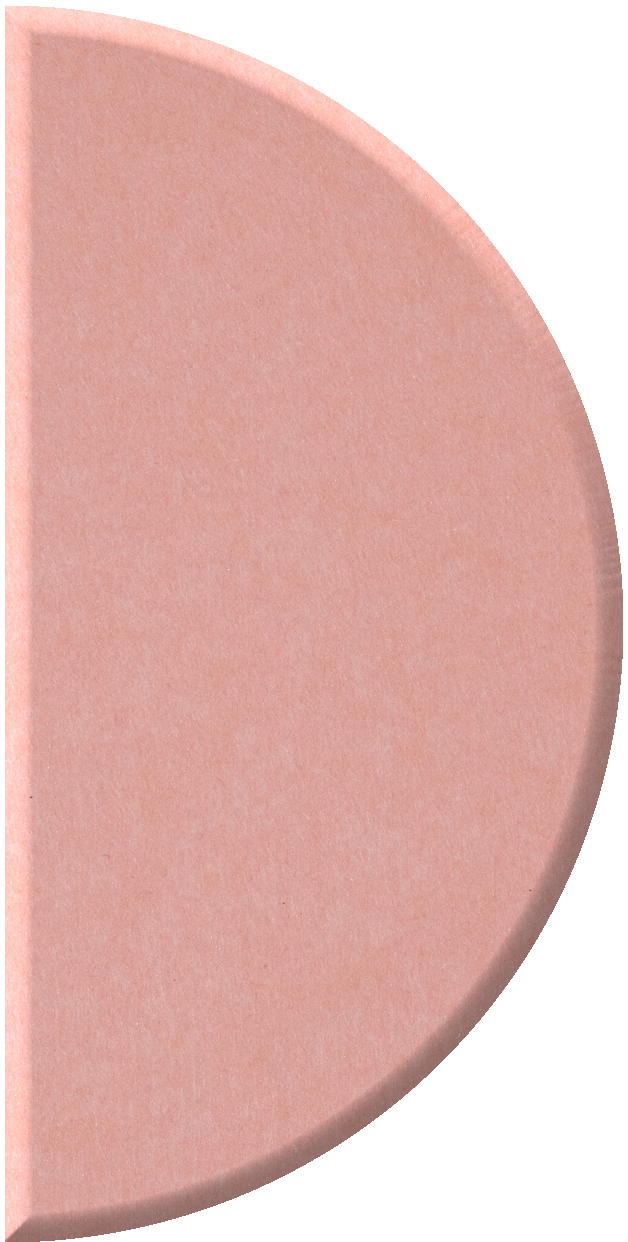 Curved half-circle tile in dusty rose pink with a matte finish, shown at an angle.