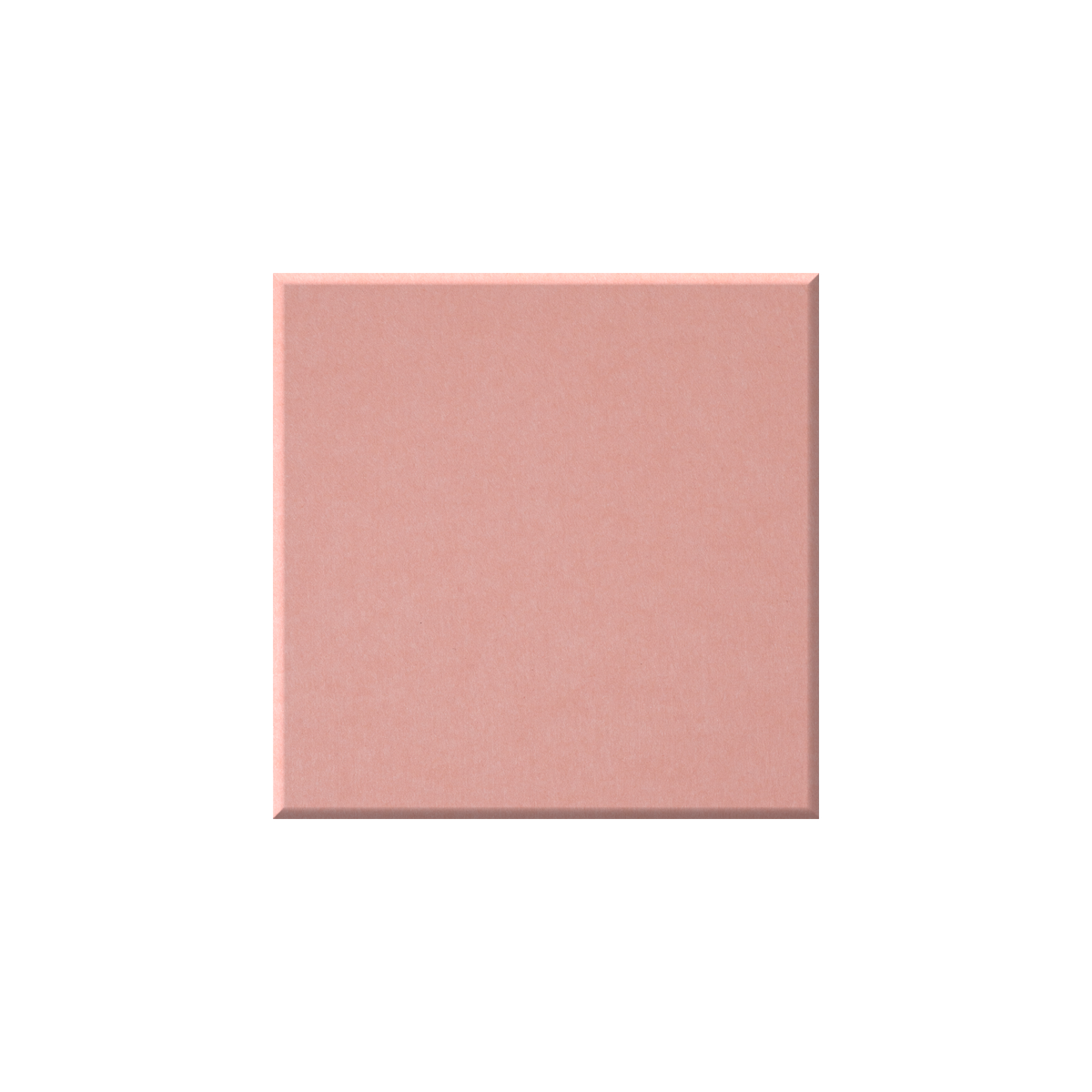 A square blush pink color swatch tile with a subtle 3D beveled edge, centered on a solid white background.