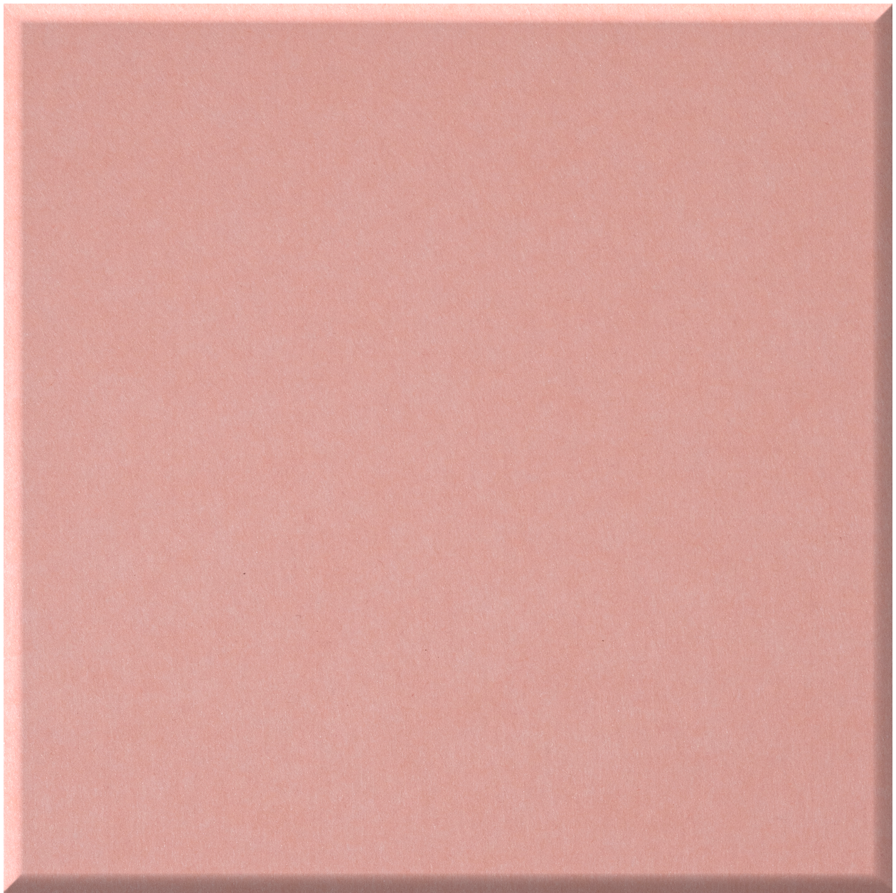 Pink square tile with beveled edges and matte finish.