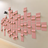 Light pink acoustic tiles made of felt with peak dimensions