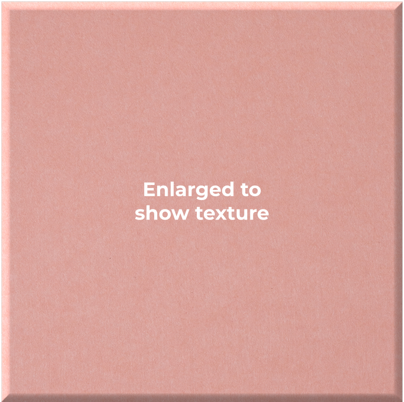A square swatch of dusty rose pink textured material with the centered text 'Enlarged to show texture' in white.