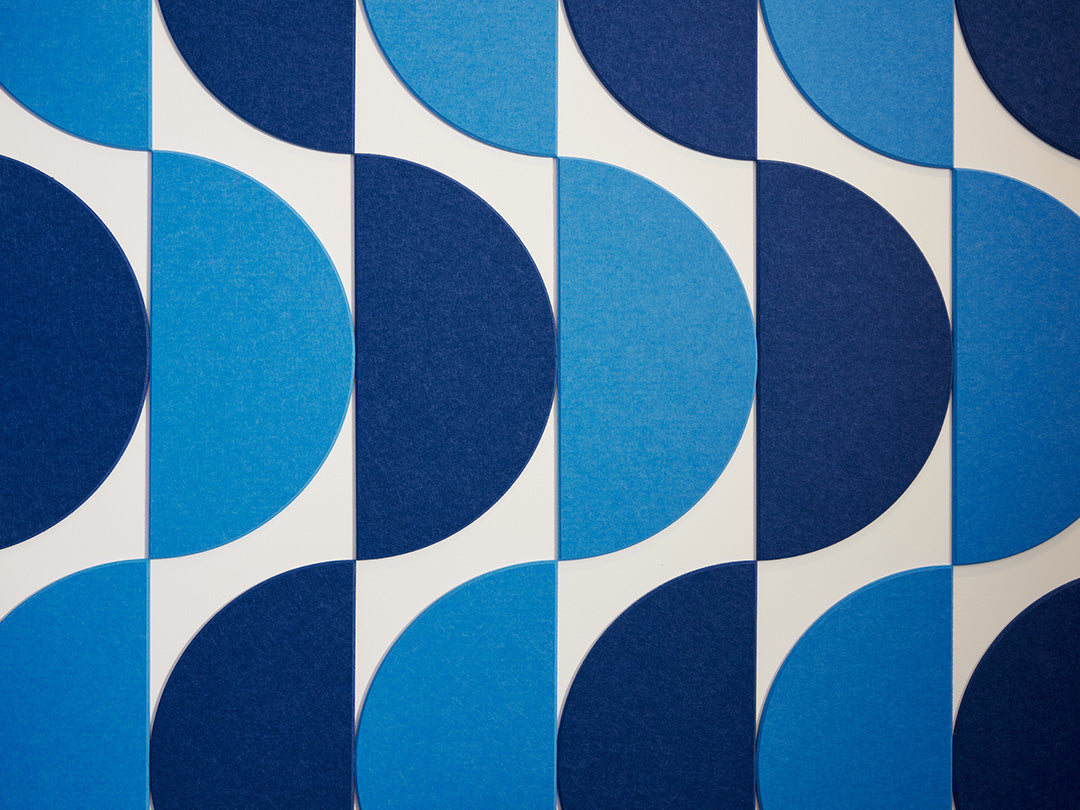 Felt Right half circle tiles in shades of blue