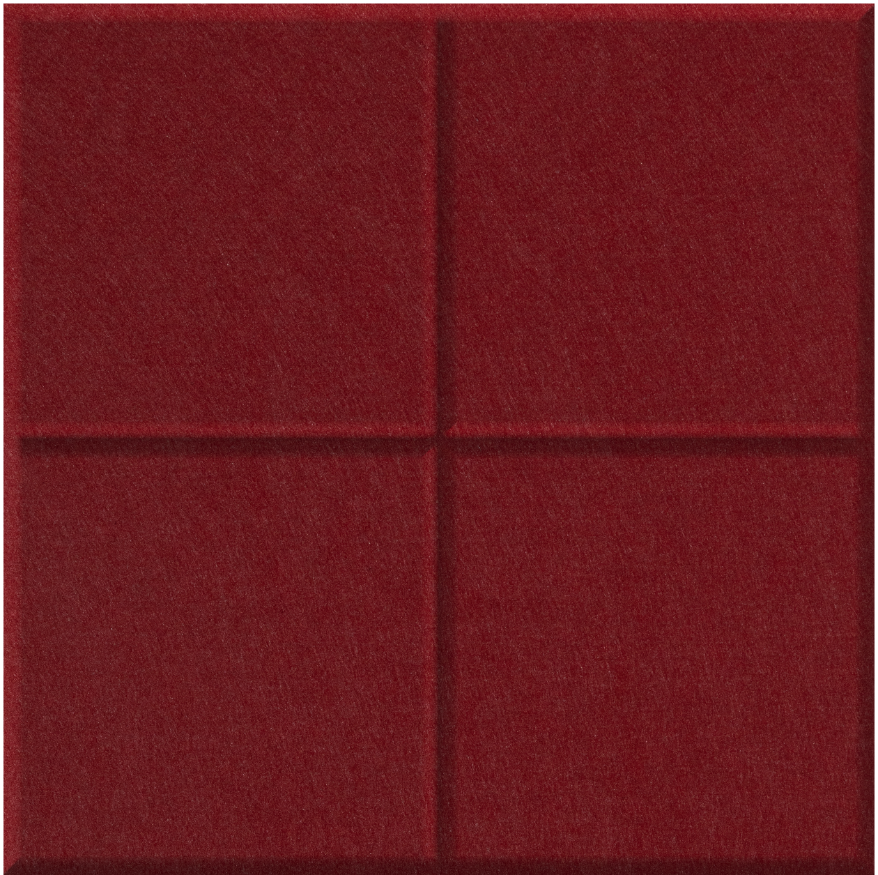 Deep burgundy tile divided into four equal squares with raised dividing lines.