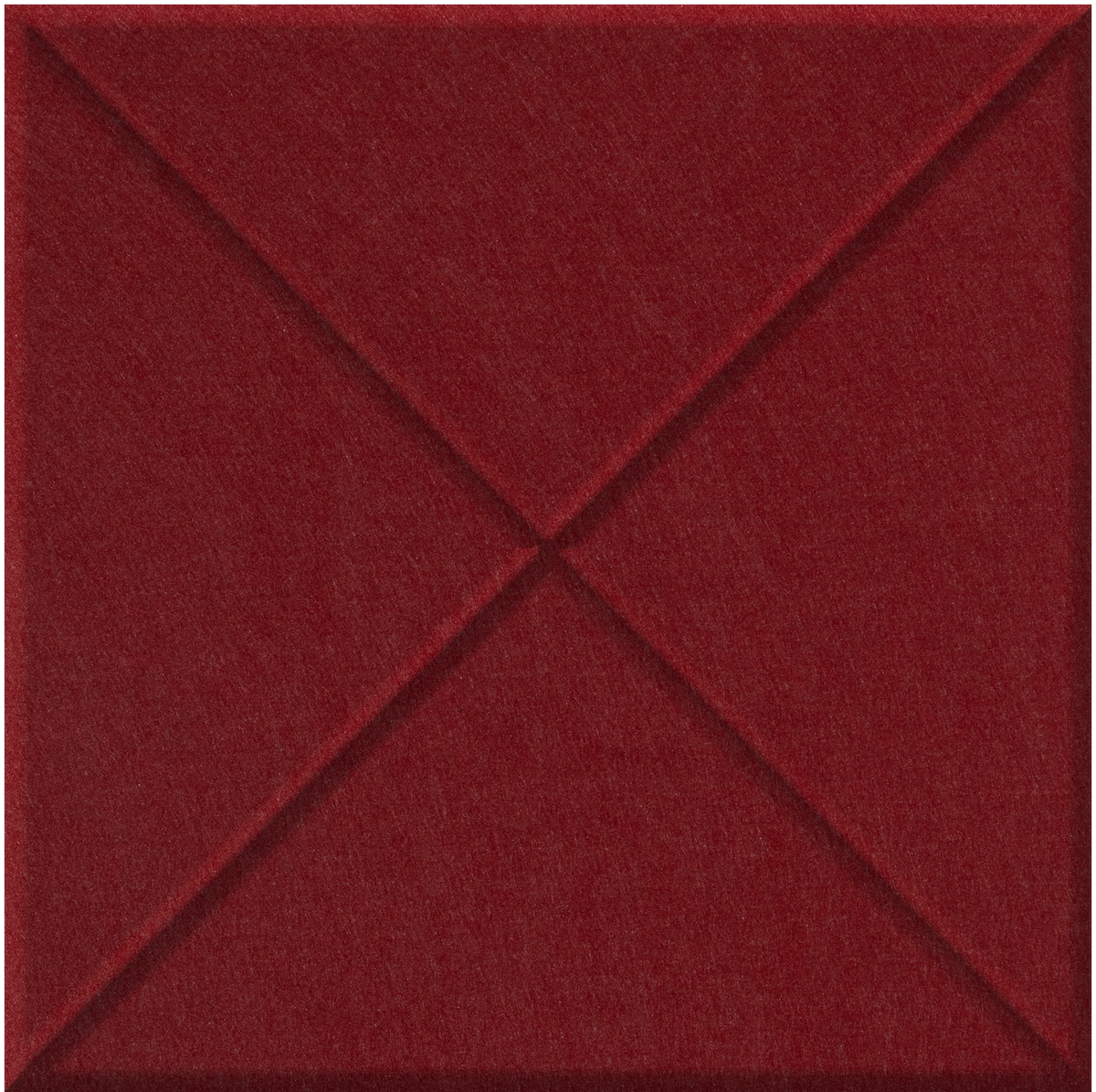 Deep red tile with embossed cross pattern and textured surface.