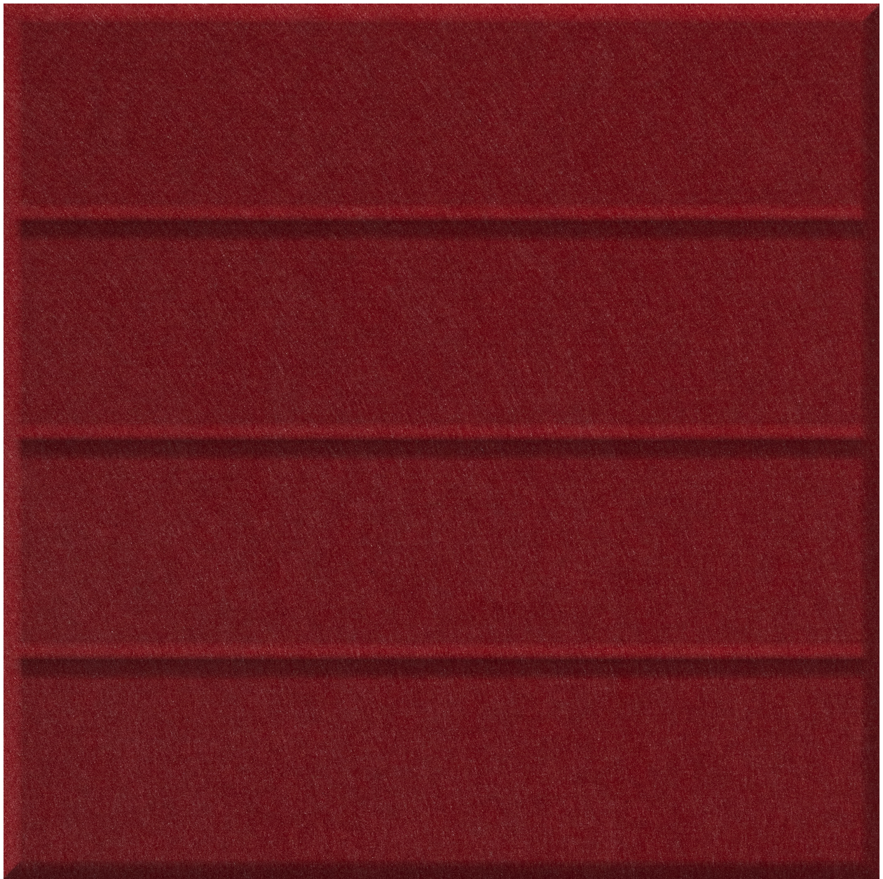 Deep red tile with horizontal grooved lines dividing the textured surface into sections.