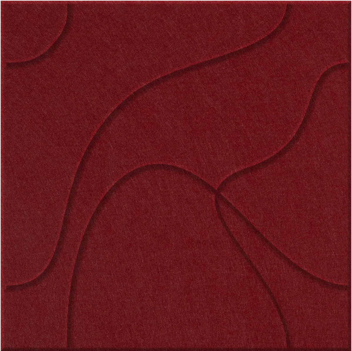 Crimson 9mm Engraved Topo felt sample with flowing topographic line grooves