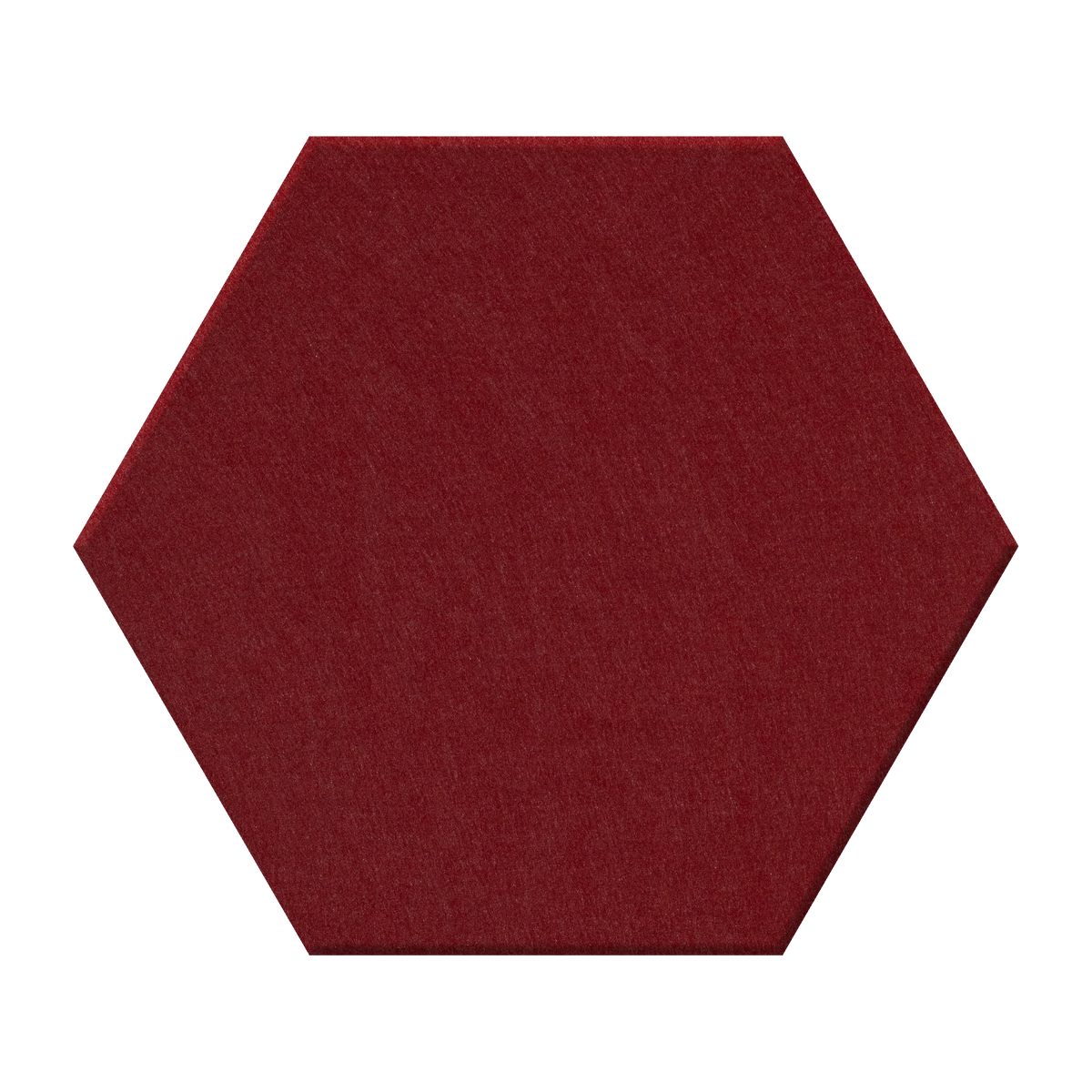 A hexagonal felt fabric swatch in a deep burgundy red color, shown against a plain white background.