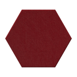 A hexagonal felt fabric swatch in a deep burgundy red color, shown against a plain white background.