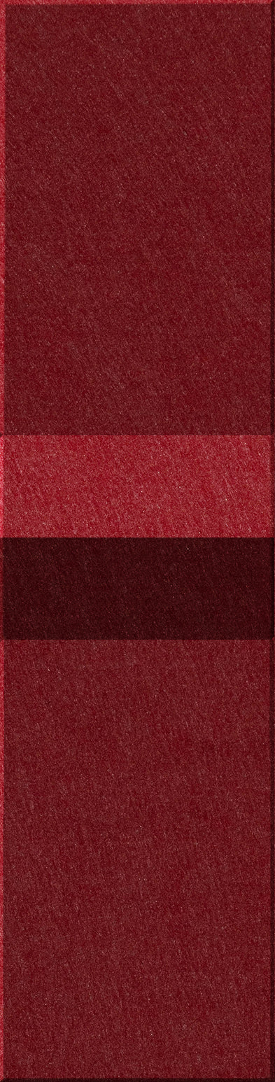Red textured carpet tile with darker burgundy stripe across the middle section.