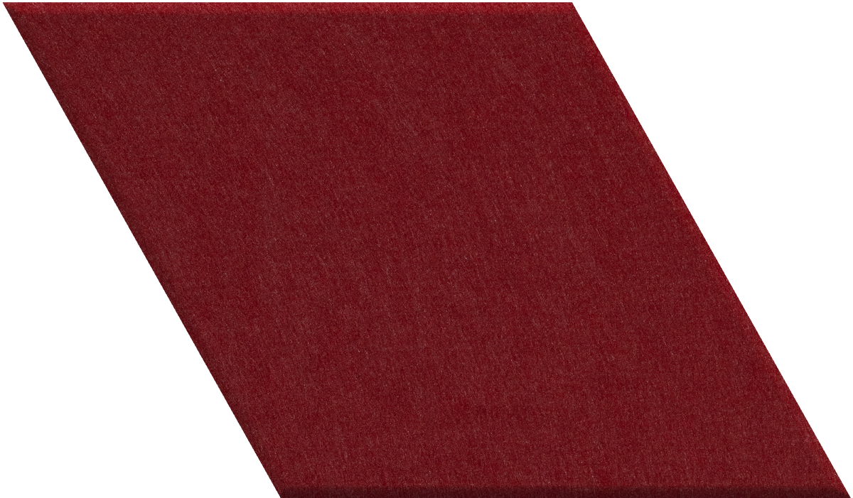 Deep red diamond-shaped tile with textured surface shown against white background.