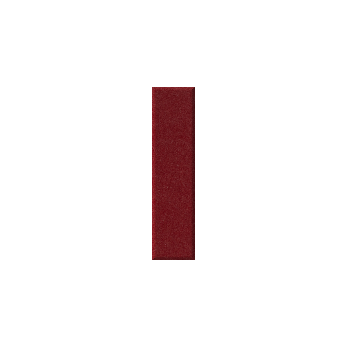 A vertical rectangular swatch of dark burgundy red material centered on a plain white background.