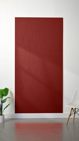 Red felt sheet with engraved wavy line pattern throughout.