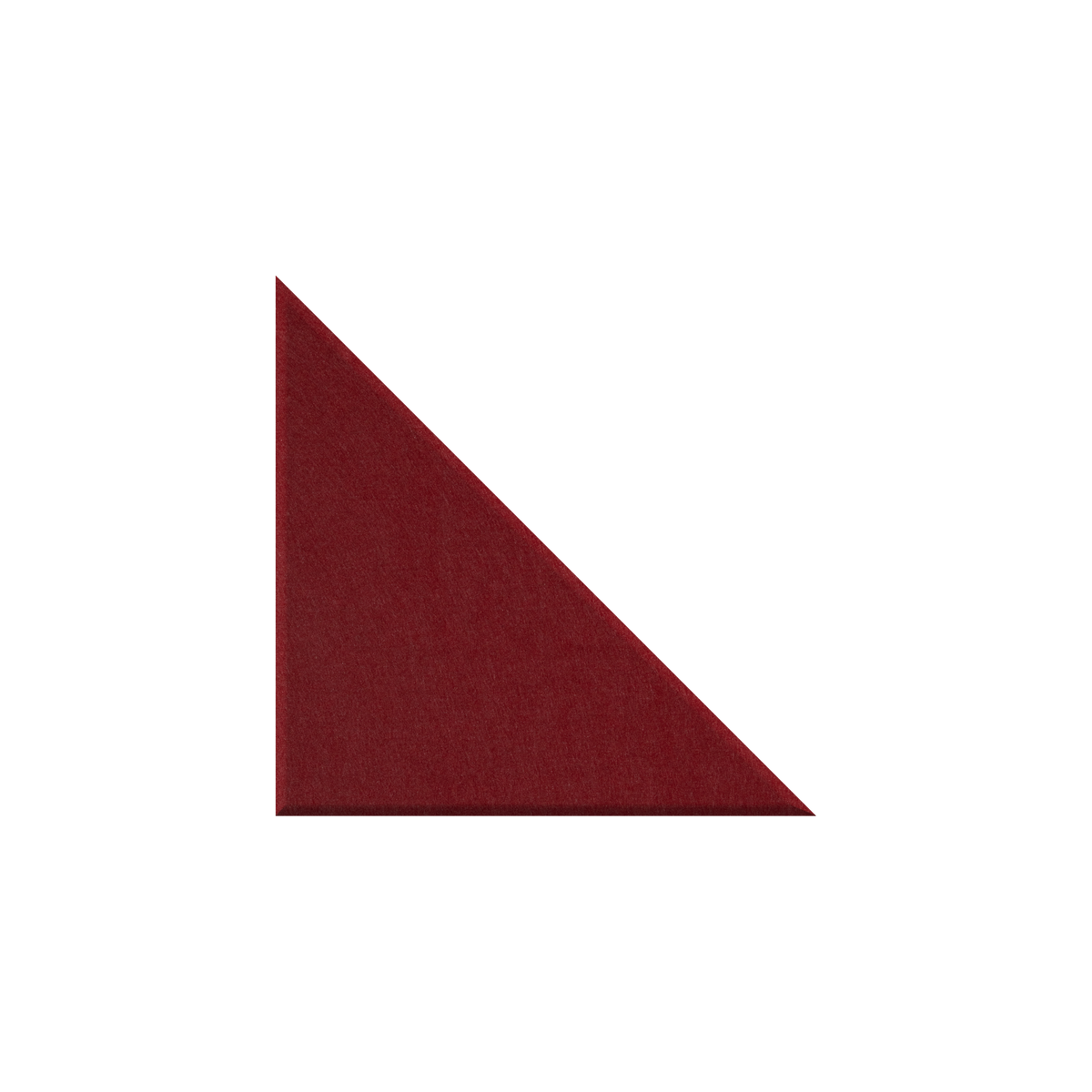 A solid dark red fabric swatch shown as a right-angled triangle on a plain white background.