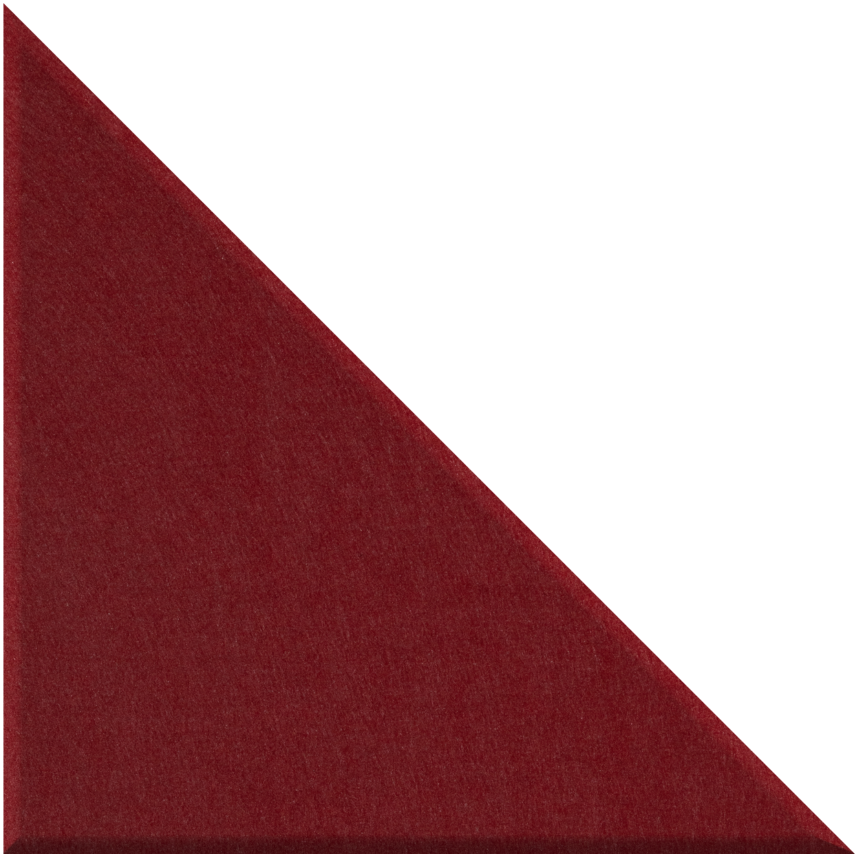 Right-angled triangle tile in deep burgundy red with textured surface.