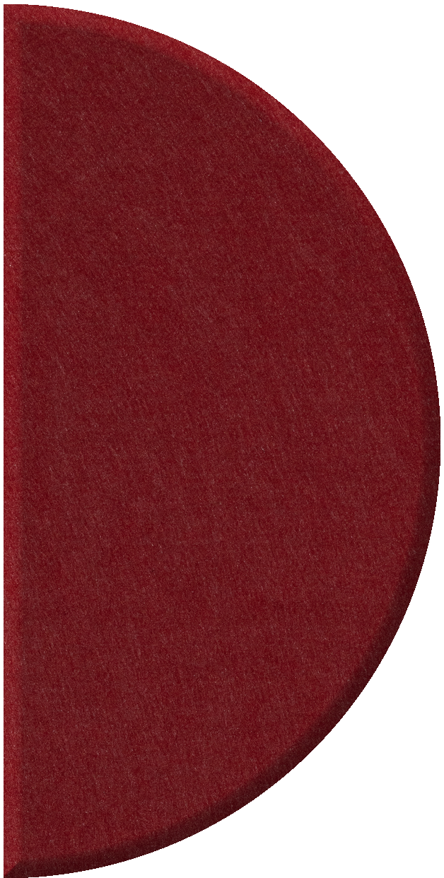 Dark red half-circle tile with textured surface.
