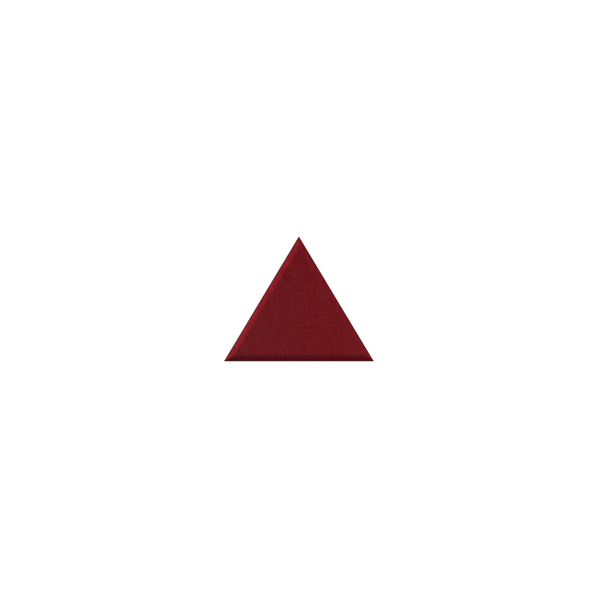 A small centered dark red triangle on a plain white background.