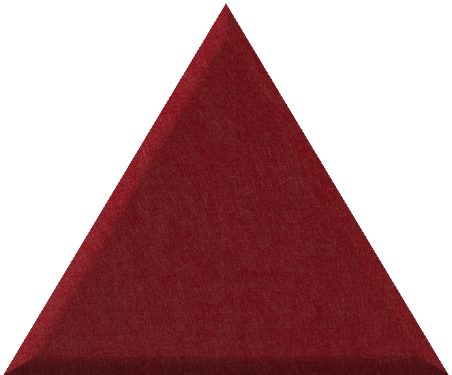 Dark red triangular tile with textured surface on white background.