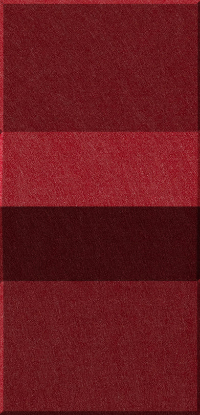 Four rectangular carpet tiles in varying shades of red and burgundy arranged vertically.