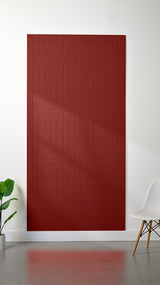 Burgundy felt sheet with engraved geometric arch and line pattern throughout.