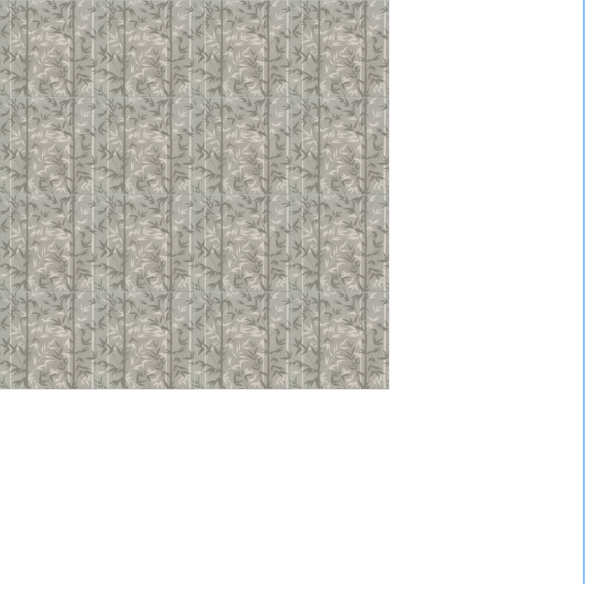 Sage green wall paneling with embossed bamboo leaf pattern in vertical sections.