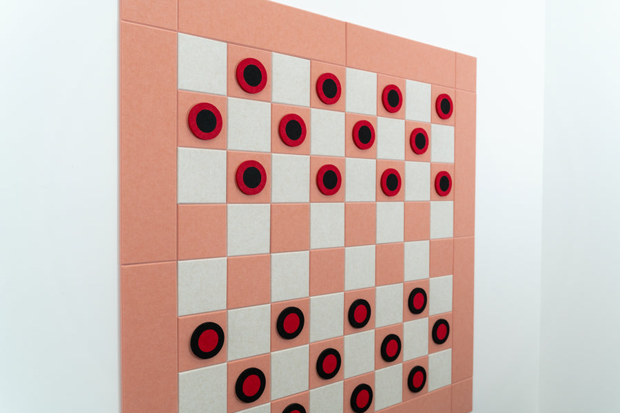 Deluxe Coral/Latte Checkers Board