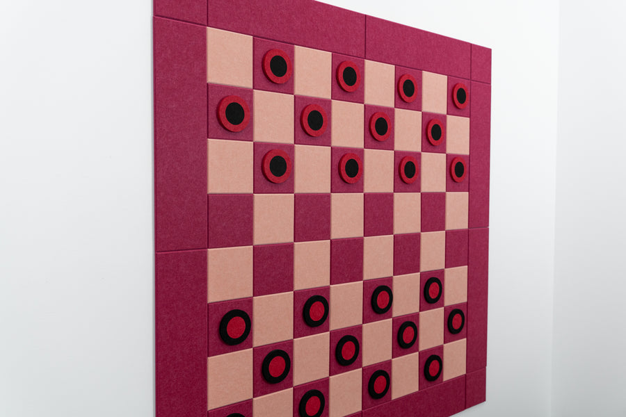 Deluxe Raspberry/Coral Checkers Board