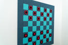 Deluxe Slate Blue/Aqua Checkers Board