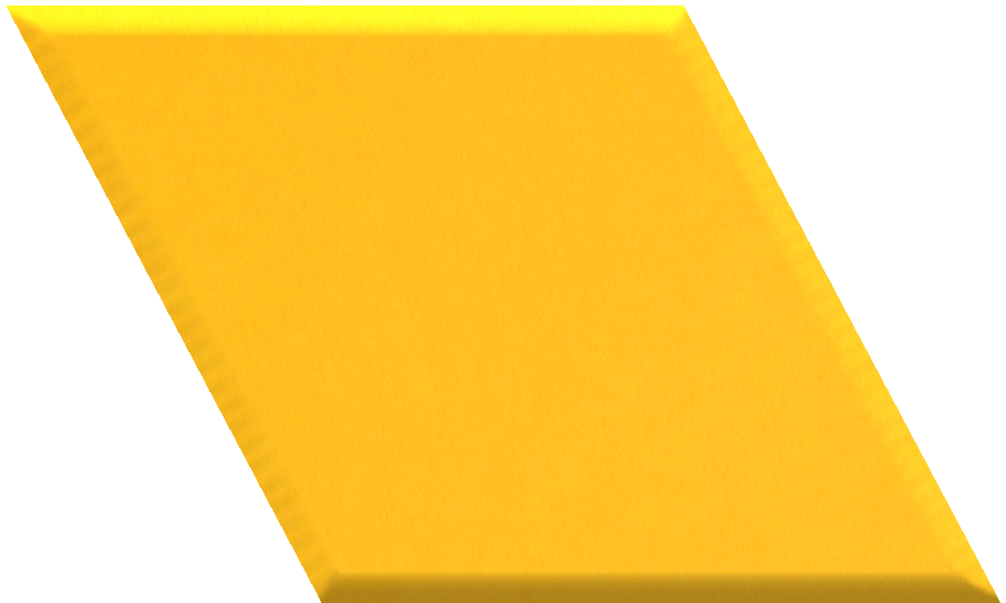 Yellow diamond-shaped tile with beveled edge and three-dimensional depth.
