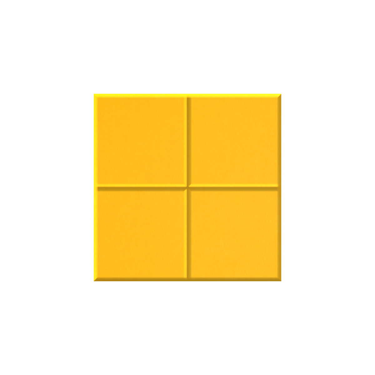 A square yellow product with a subtle 3D shadow effect, centered on a plain white background.