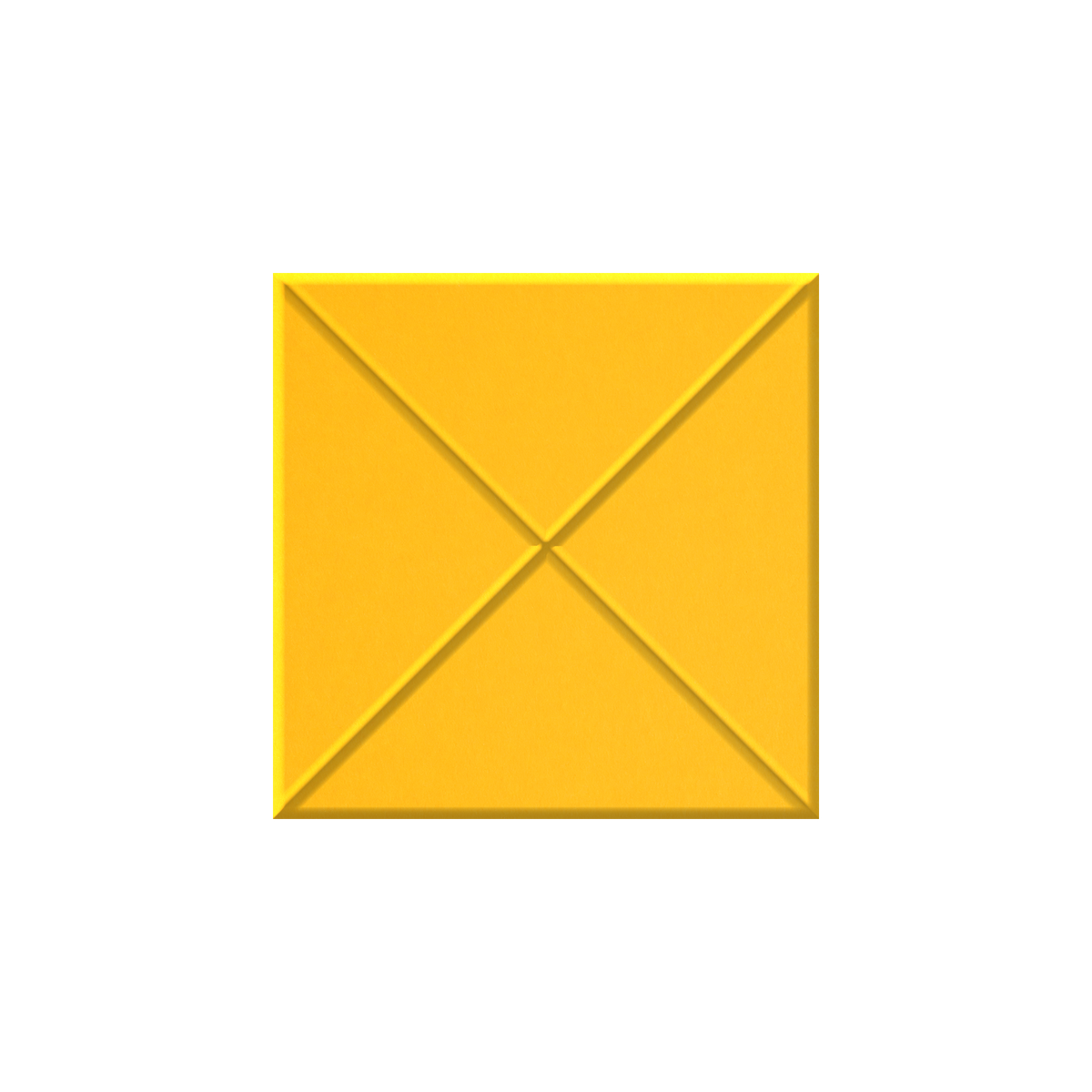A bright yellow square envelope icon centered on a white background.