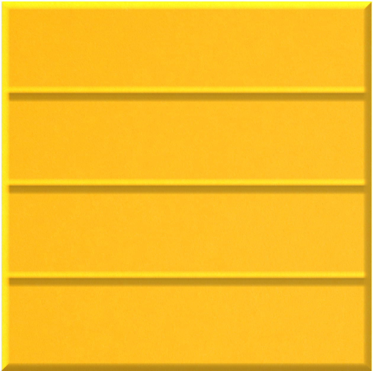 Bright yellow tile with four horizontal raised ridges creating parallel grooved sections.