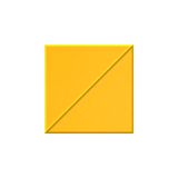 A bright yellow square tile with a diagonal line running from the bottom-left to the top-right corner, centered on a plain white background.