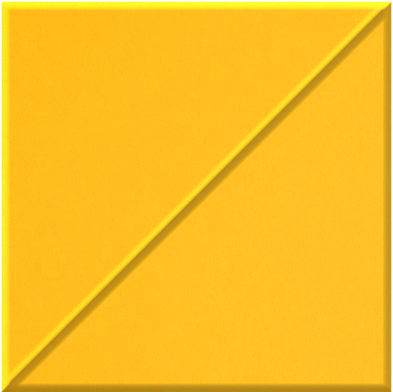 Bright yellow square tile with diagonal slash detail running from upper right to lower left.