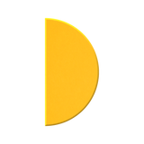 A bright yellow semicircle or half-donut shape with a smooth matte finish, centered on a plain white background.