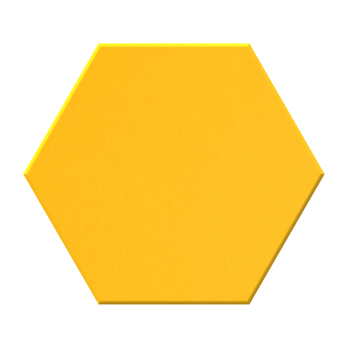 A flat yellow hexagonal tile or swatch shown on a plain white background.