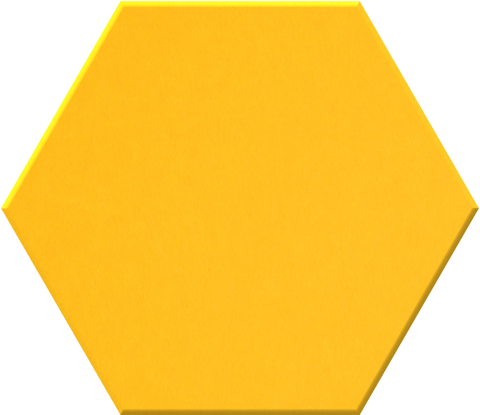 Bright yellow hexagonal tile with flat surface and beveled edges.