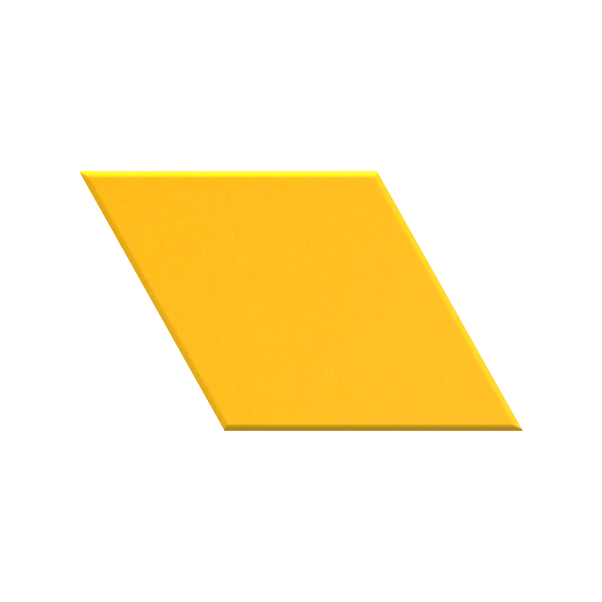A bright yellow parallelogram color swatch centered on a plain white background.